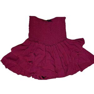 Blue‎ Life Burgundy Skirt Layered Boho Hippie Size XS Smocked Waist Summer